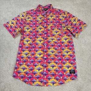 WESC Oden Short Sleeve Button Down Mushroom Shroomspiracy Shirt Size S